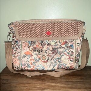 Oilily Pink and Brown Floral Crossbody Bag